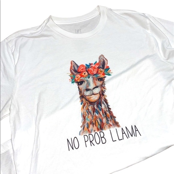 George Tops - No Problem Llama graphic T-shirt size medium